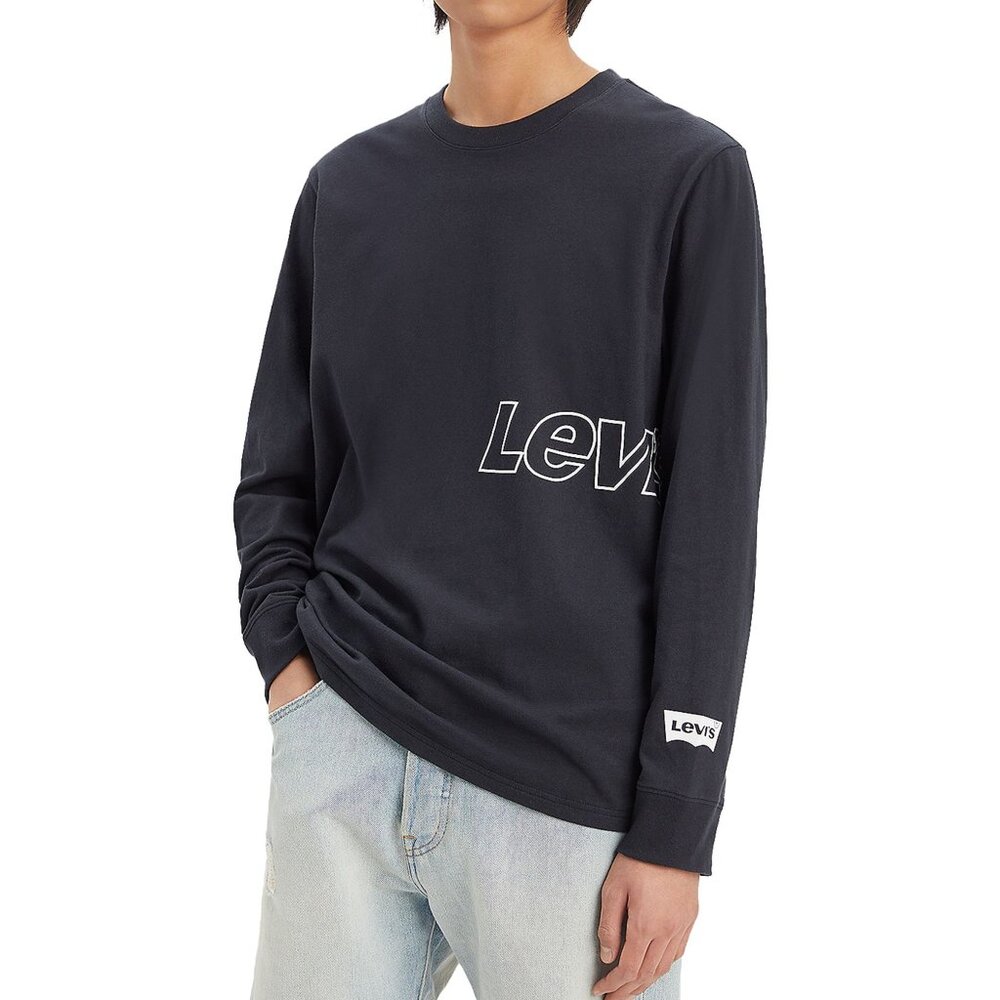New! Levi's Long Sleeve T-Shirt Relaxed Fit Side Wrap Graphic Men's Size M